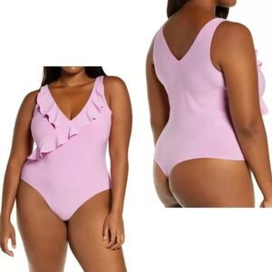 Leith- Purple Lily Sleeveless Ruffle Bodysuit